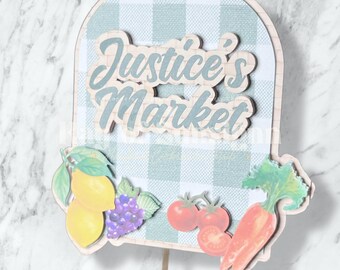 Farmers Market Baby Shower Cake Topper, Sweetest Harvest Fruit Vegetable Decor