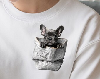 French Bulldog Newspaper Sweatshirt, Cute Frenchie Mom Dad Shirt, Frenchie Dog Lovers Gift
