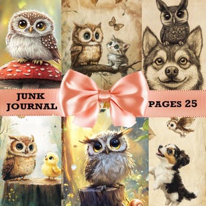 Pages de journal indésirables, chouette mignonne pages de journal imprimables numériques, cartes de chouette, cadeau pour les amateurs de chouette cadeau pour fille téléchargement numérique