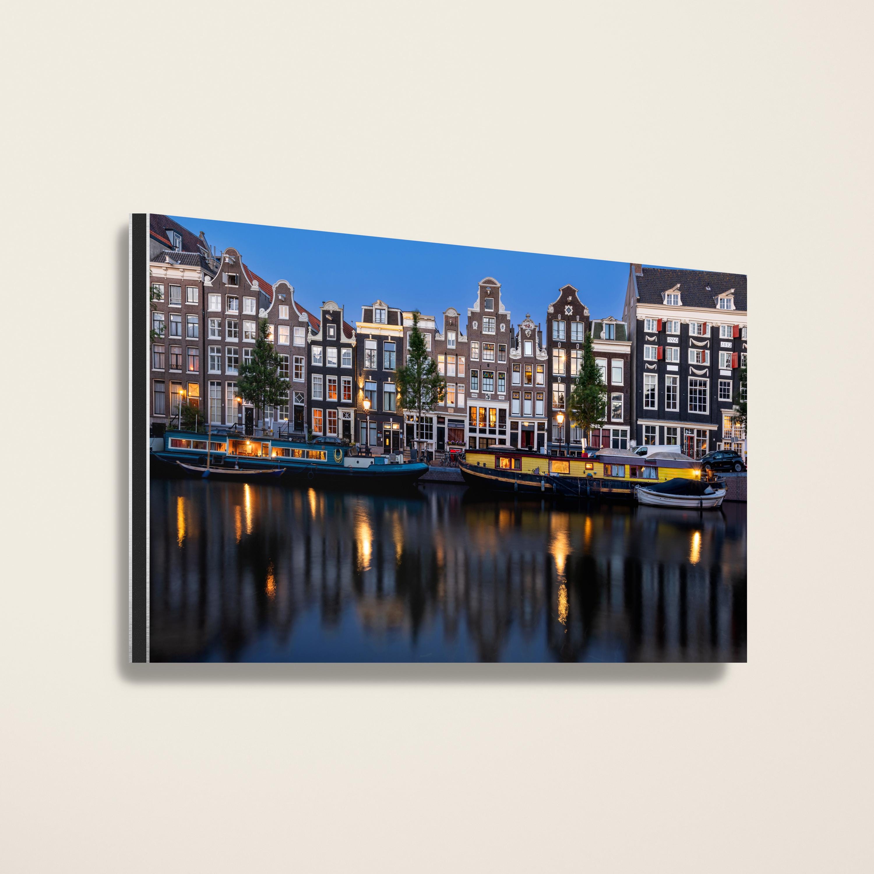 Amsterdam Canal Houses Print, Dutch Architecture Photography, Netherlands Gabled House Wall Art, European Travel Photo, Large Canvas