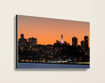 Fotografía impresa de San Francisco / Horizonte de la Torre Coit al atardecer dorado