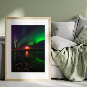Aurora Borealis Wall Art | Northern Lights Print | Lofoten Norway Photo | Arctic Night Sky