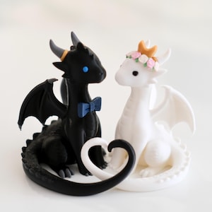 カスタムドラゴンウェディングケーキトッパー｜ファンタジーカップルフィギュア｜新郎新婦向けパーソナライズ記念品