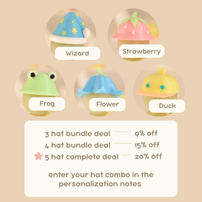 Mini sombrero que brilla en la oscuridad para Smiski u otras figuras. imagen 6