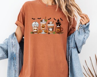 Halloween Coffee Comfort Colors Sweatshirt, Pumpkin Spice Latte, Ghost Brews