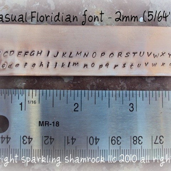 Metal Jewelry Stamps - full set DEAL handwritten FLORIDIAN font - size 2mm - gorgeous UPPERCASe LOWERCASe