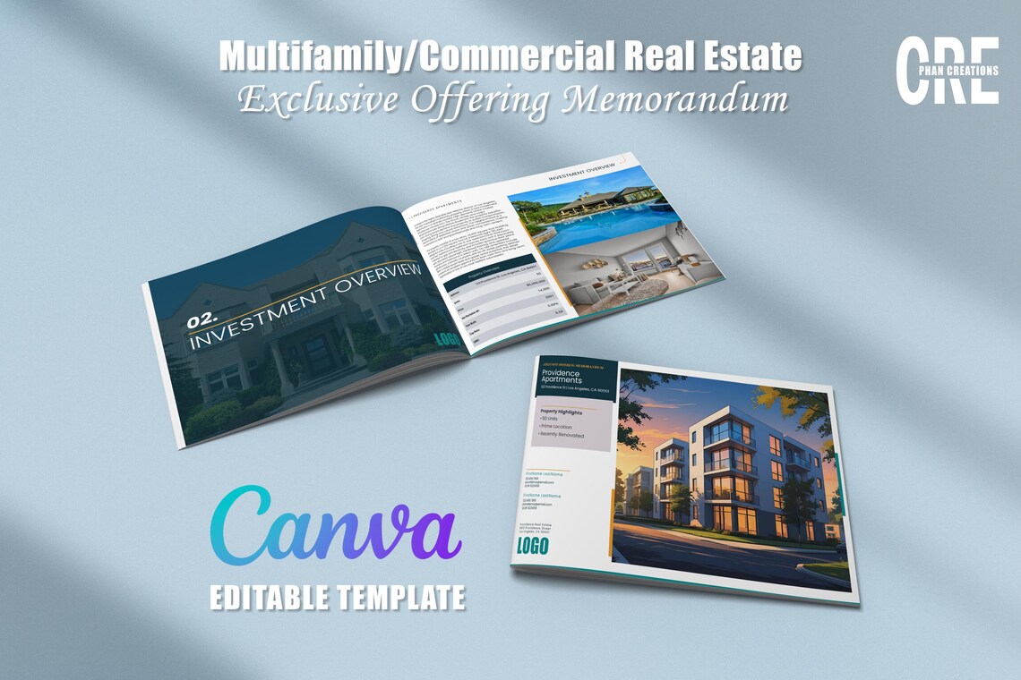 Commercial Real Estate Offering Memorandum Canva Template Etsy
