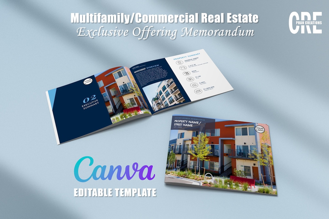 Real Estate Offering Memorandum Template Editable Canva Brochure