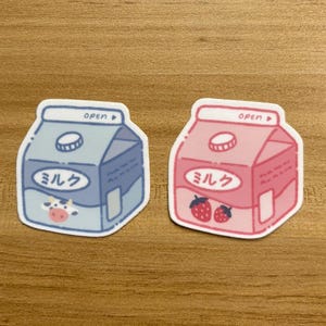 milk carton sticker set (original & strawberry flavor) | waterproof matte vinyl stickers, decal, decor