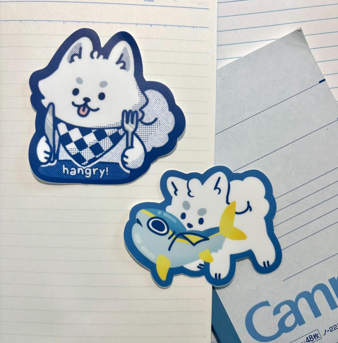 Dg Sticker Fish Doggo Stickers | (hangry! & Fish Ver.) Waterproof Matte Vinyl Stickers ...