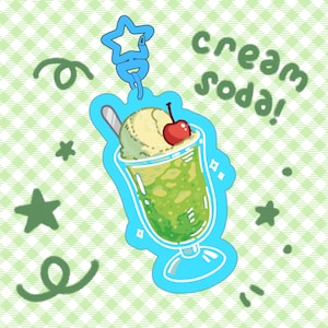 cream soda charm | double-sided translucent colored acrylic keychain, blue star clasp