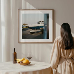 Arte murale, stampa artistica sull'aviazione | fotografia aerea al tramonto | Illustrazioni originali, Manifesto di viaggio