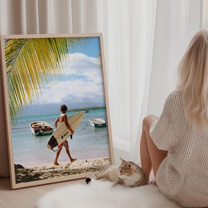 Stampa artistica originale di surf | Impressioni di surf a Guadalupa, onde | Illustrazioni originali, Manifesto di viaggio, Natura.
