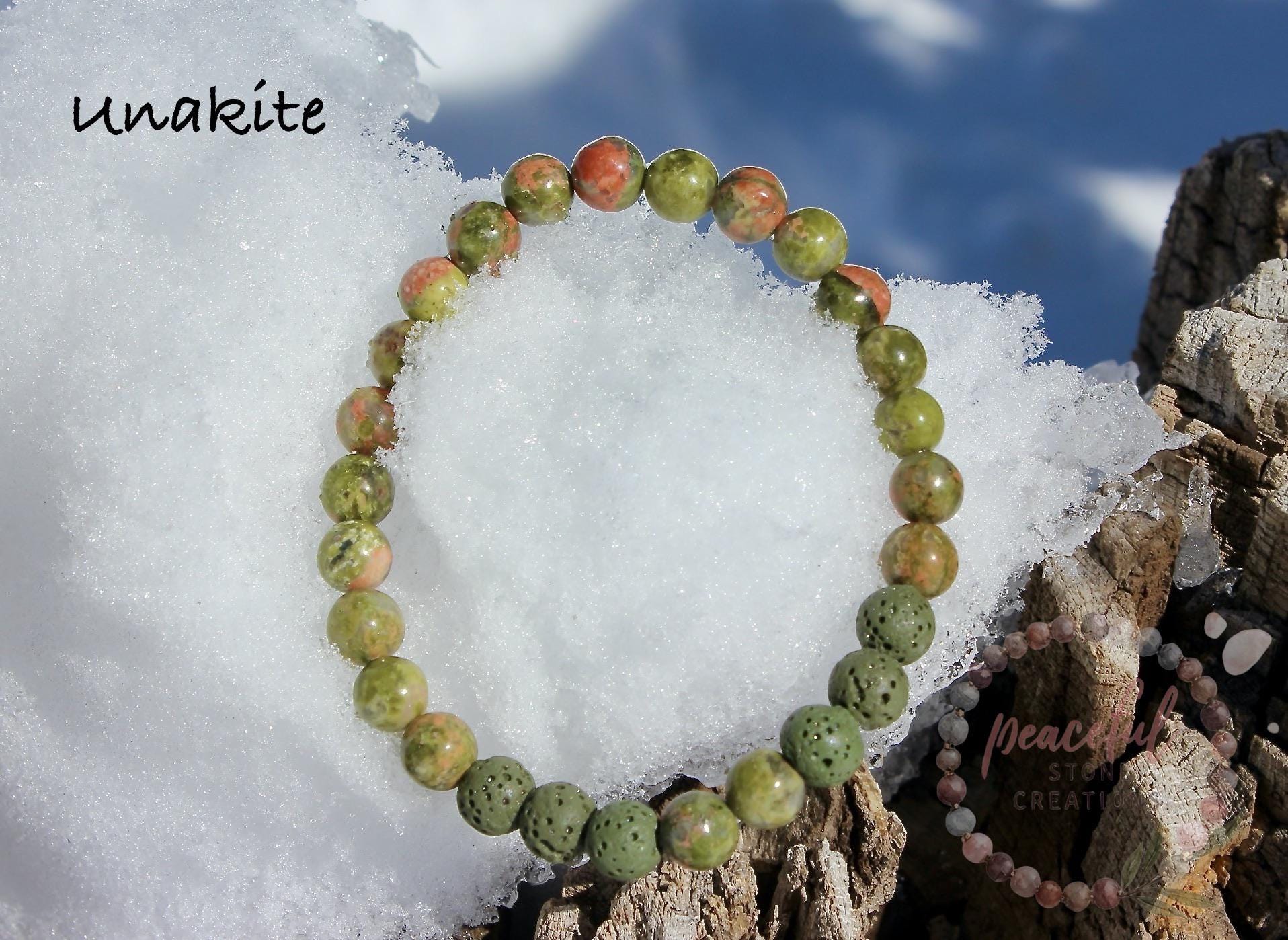 Lava Stone and Unakite Bracelet - Etsy