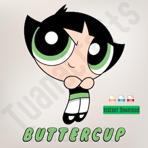 Buttercup The Powerpuff Girls Name Font  + Clipart PNG - PDF - JPG Transparent Background High Quality