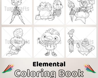 Descarga instantánea del libro para colorear Elemental