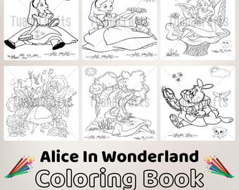 Alice In Wonderland Coloring Book Instant Download
