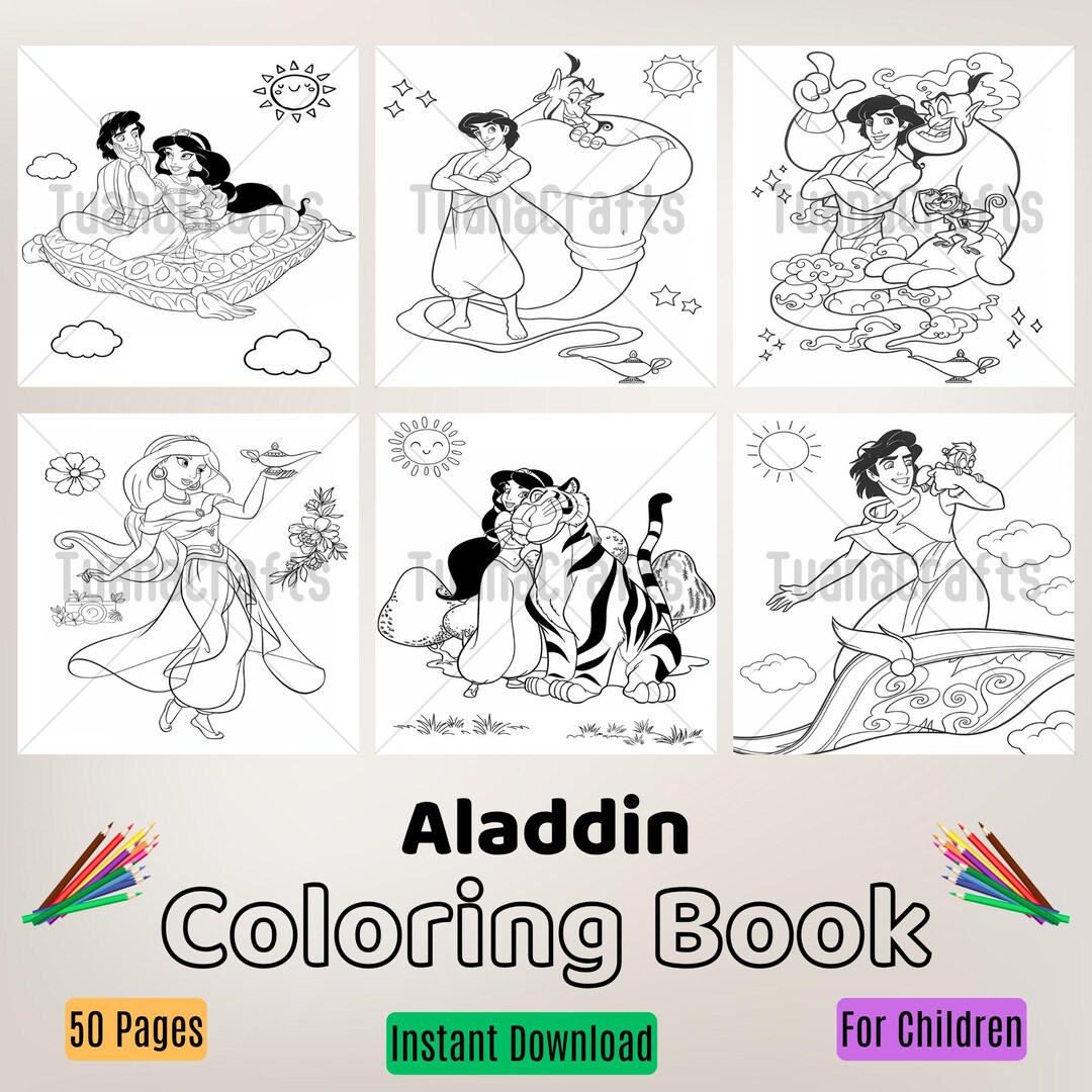 Aladdin Coloring Book Instant Download Etsy
