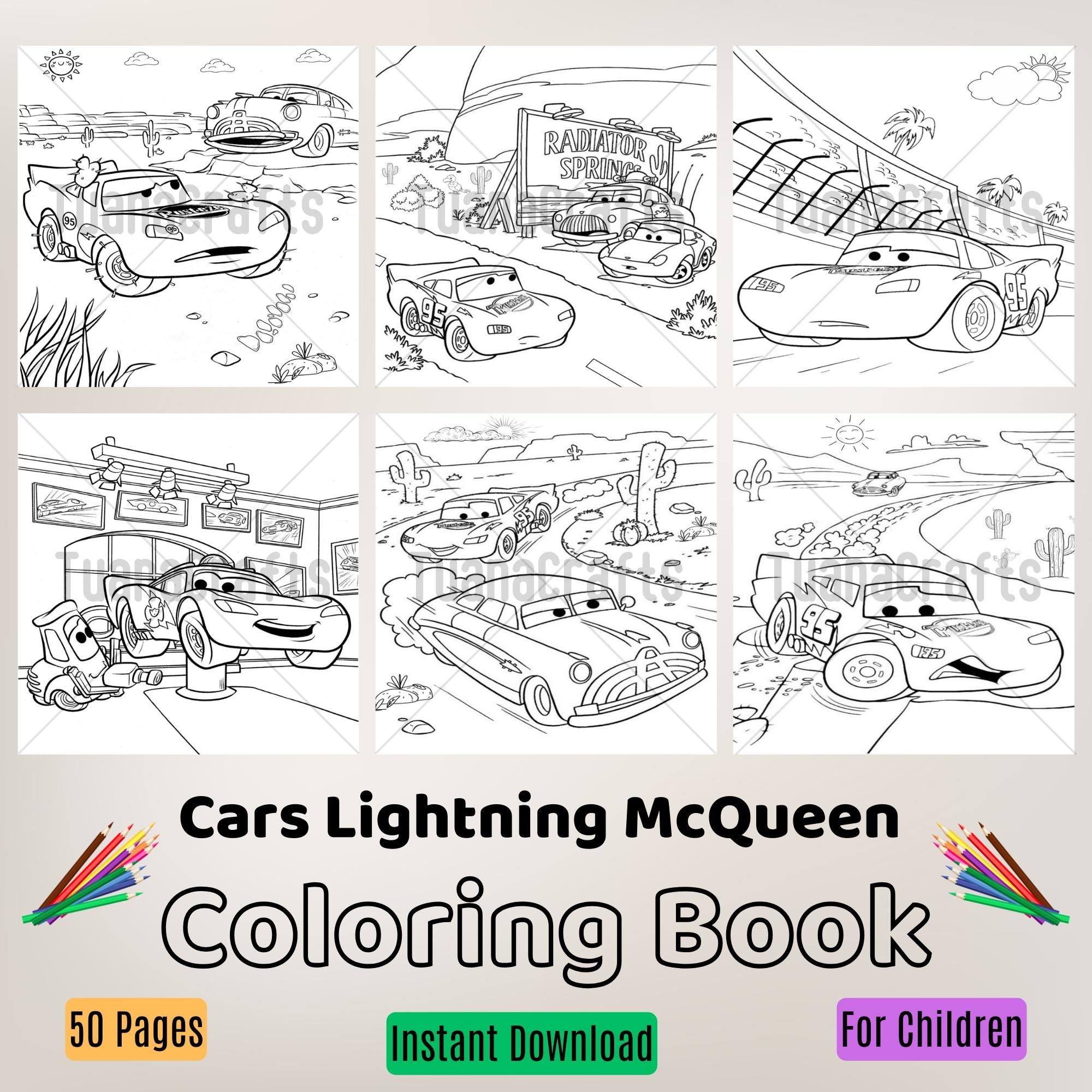 Cars Lightning Mcqueen Coloring Book Instant Download - Etsy