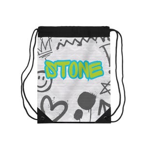 Sac à cordon Graffiti - Gymnase de style urbain personnalisable, voyage scolaire, sac à dos, sac à dos, sac à dos personnalisé, sac de sport street art