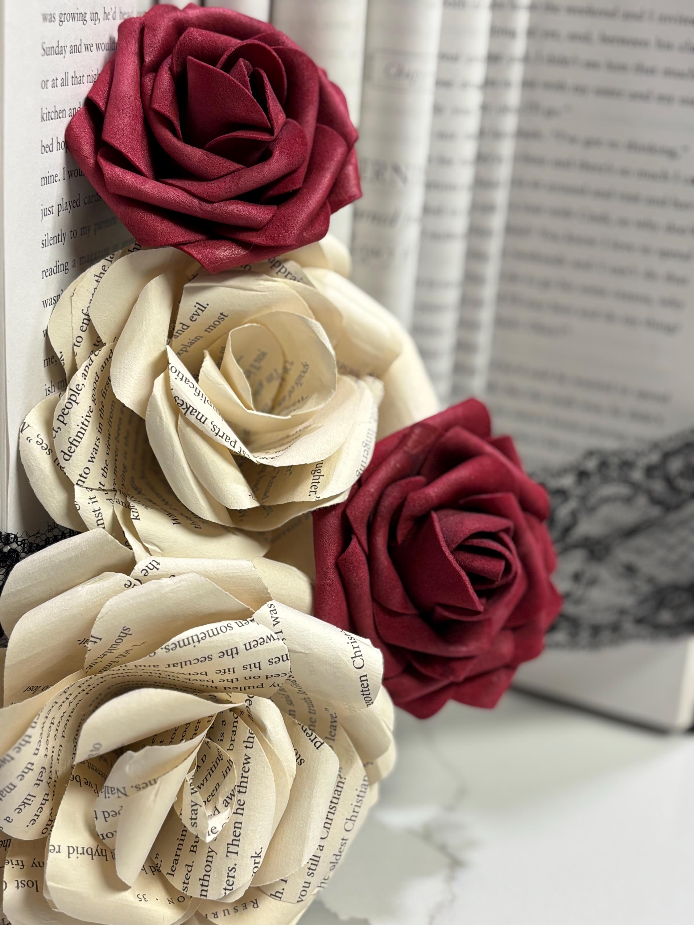 Gothic Book Page Rose Bouquet | Dark Academia Floral Centerpiece - Etsy