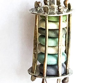 Faux Rocks in a Silver Cage Pendant