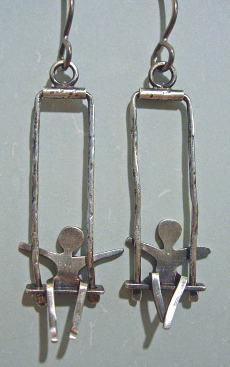 Swingin' Jack Earrings oxidzed sterling silver image 2