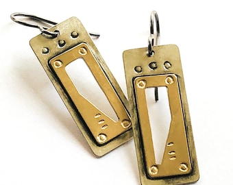 Silver Brass Window Earrings