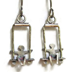 Silver People on Swing Earrings Shorter Version