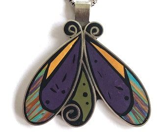 Polymer Clay Sterling Silver Butterfly Pendant