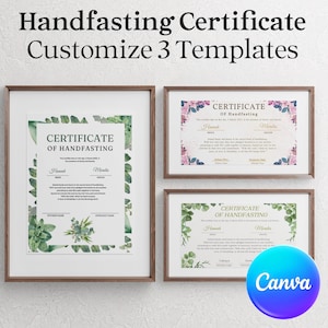 Customizable Handfasting Certificate Template (Digital Download)