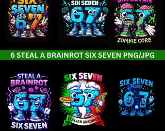 Six Seven Brainrot PNG/JPG, jerga italiana, meme de videojuegos (descarga digital)