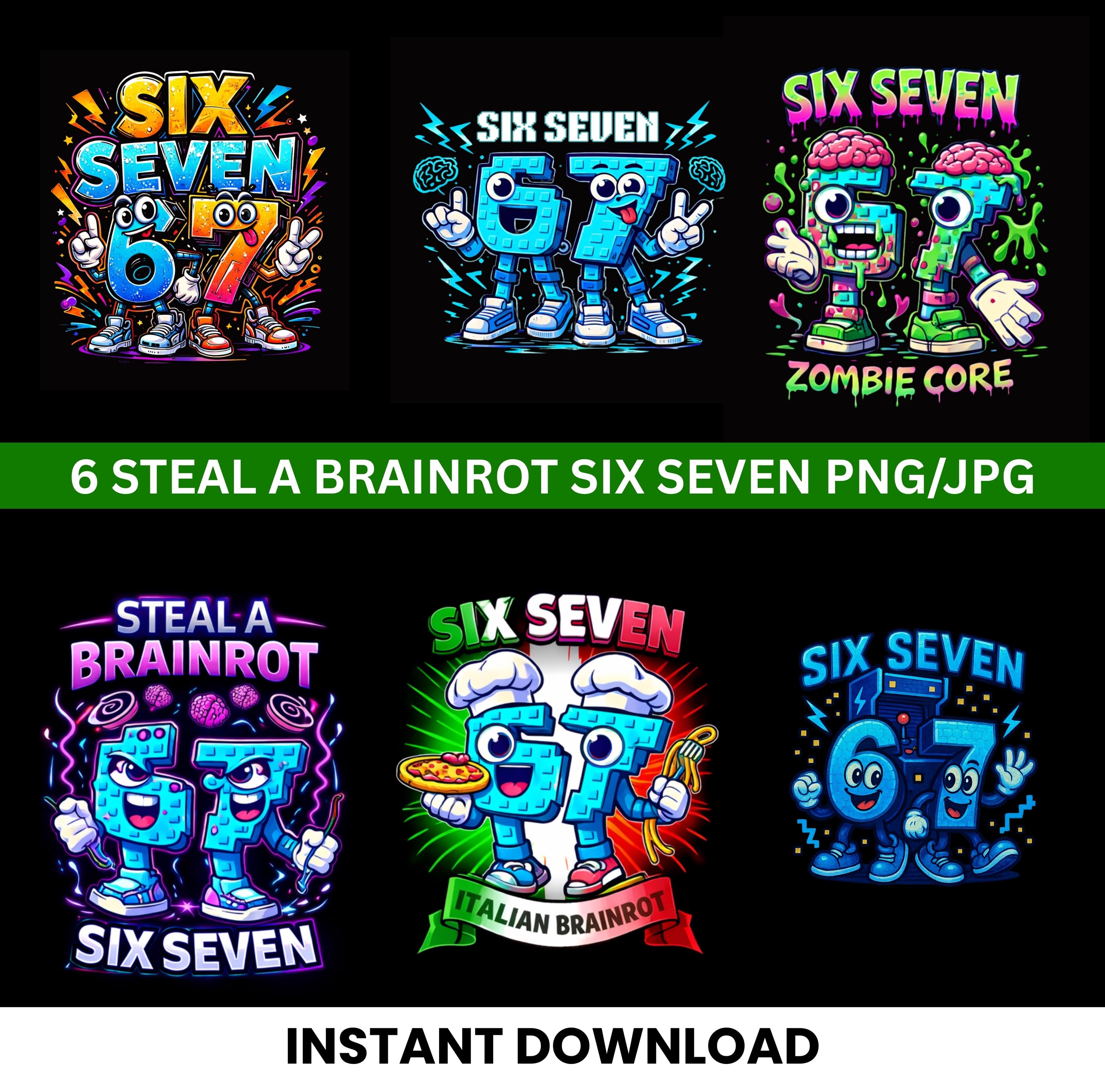 Six Seven Brainrot PNG/JPG, Italian Slang, Gaming Meme Art (digital ...