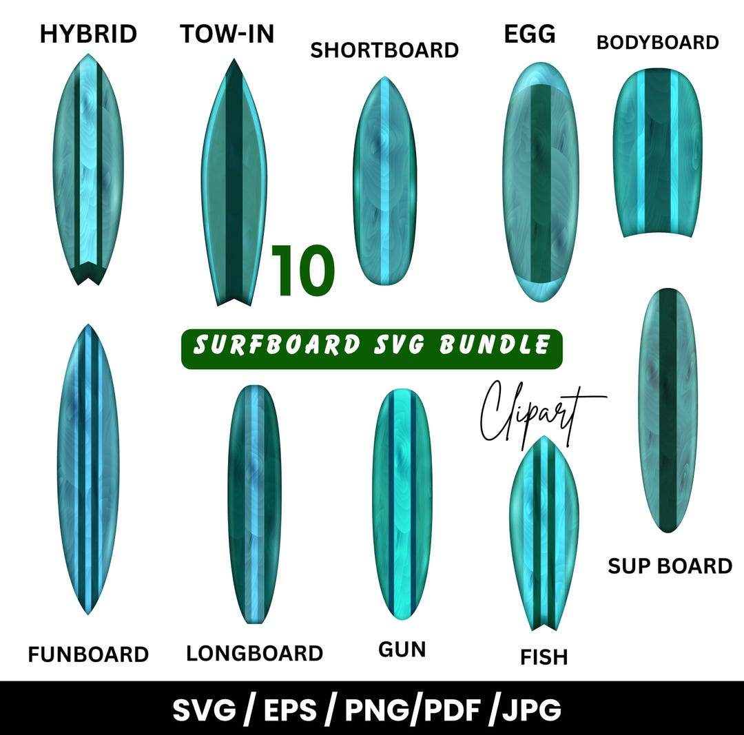 Surfboard SVG Bundle, Beach, Wave, Summer Clipart (digital Download) - Etsy