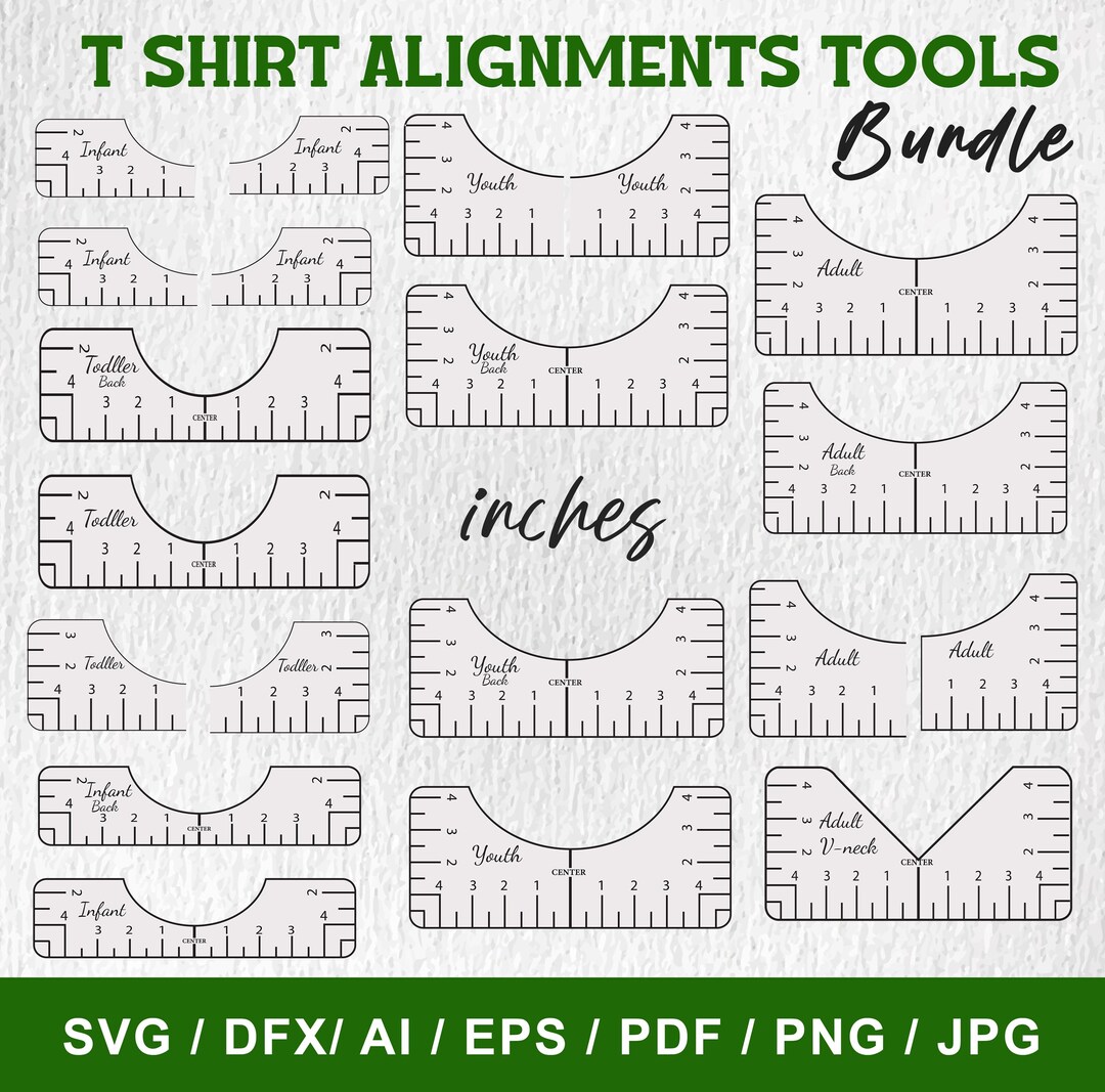 T-shirt Alignment Tool SVG Bundle: Placement Guide for Adult, Toddler ...
