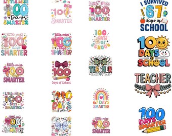 Pequeña Señorita 100 Días Más Inteligente PNG, Archivos de Corte Escolar (Descarga Digital)