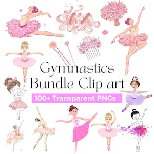 Gymnastics Clipart Bundle: 100+ Girl Gymnasts, Party Accessories (PNG Digital Download)