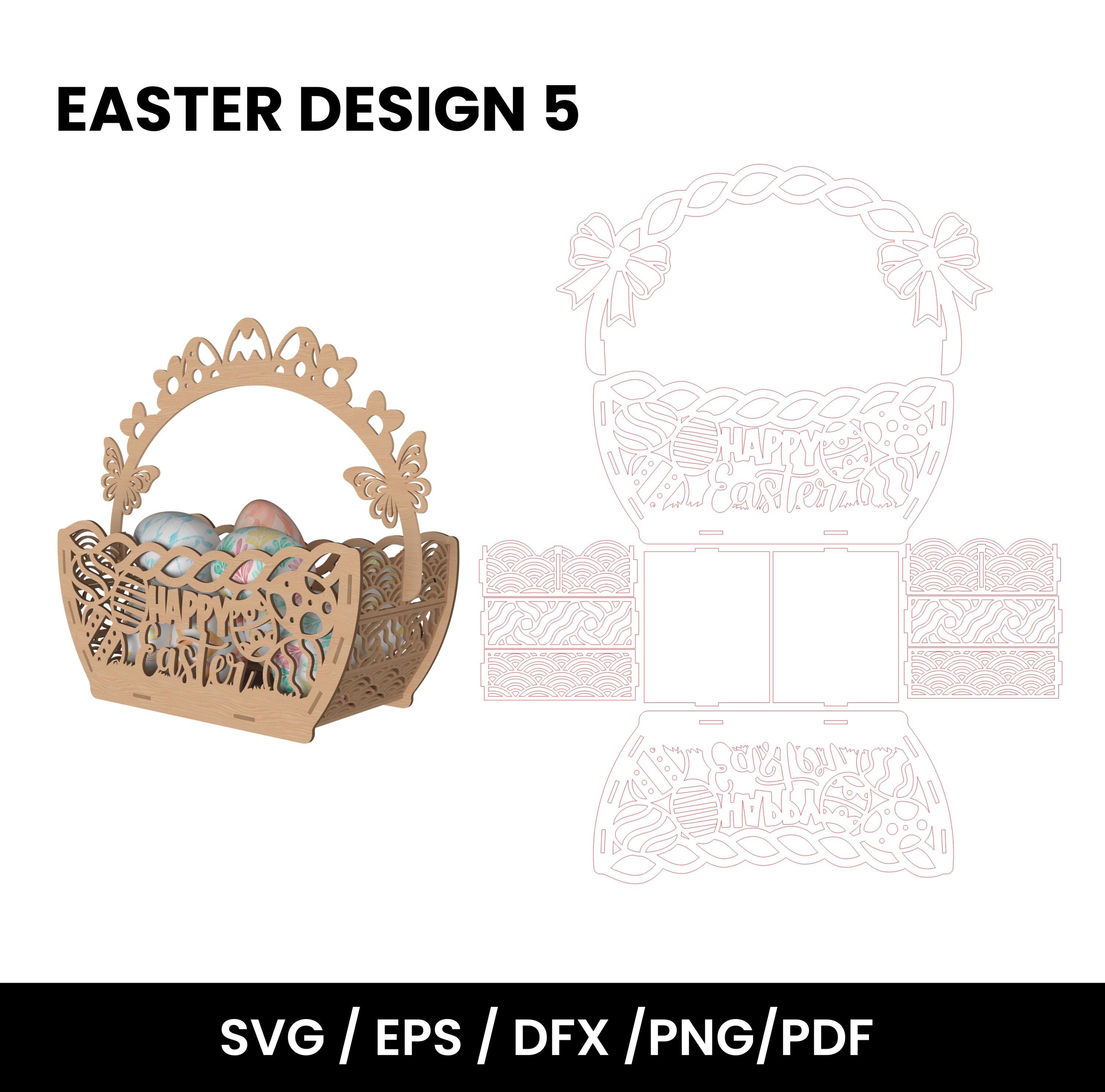 Bunny Easter Basket SVG – 12 Laser Cut File, Wooden Gift Basket ...