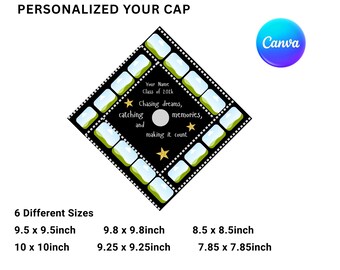 Custom Photo Film Strip Graduation Cap Topper, Canva Template (Digital Download