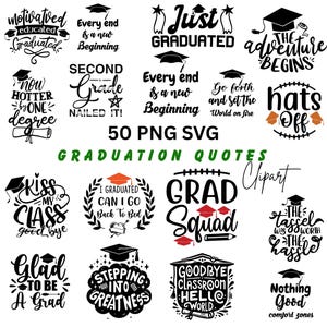 Examenscitat SVG-paket, roliga designer (digital nedladdning)