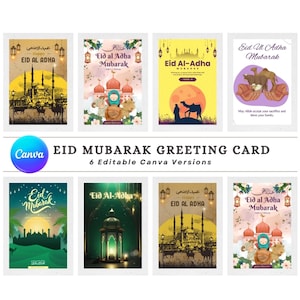Cartão Eid Al Adha editável | Cartão comemorativo Eid Mubarak editável | Cartão Eid Mubarak | Download digital do cartão Eid Al Adha | Download instantâneo