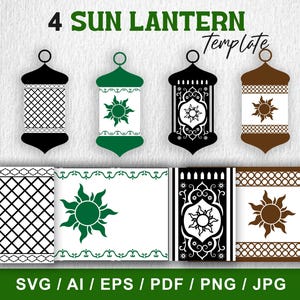 Tangled Sun Lantern SVG Template: DIY Paper Lantern (Instant Download)