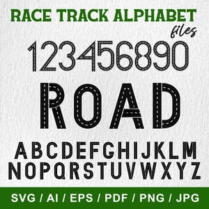 Race Track Alphabet SVG,Road Numbers,Letters,Road Bundle,Birthday, Car, Boys,Construction, Clipart,Font, Cricut,Cameo,Font, Instant download