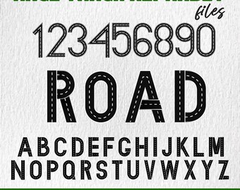 Race Track Alphabet SVG: Road Numbers & Letters Clipart