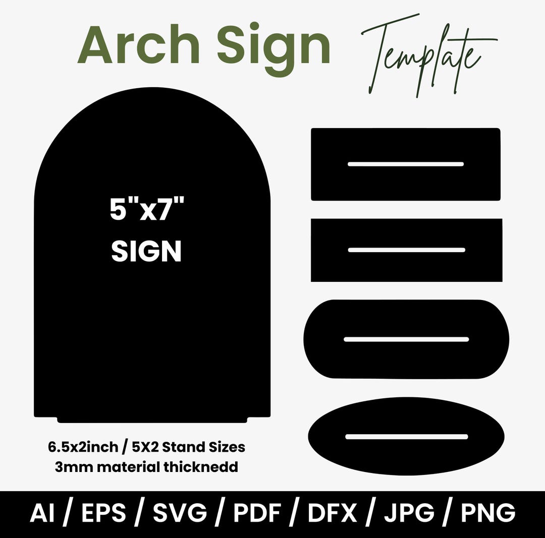 5x7 Arch Sign Template: Social Media & Business Sign (laser Cut Files ...