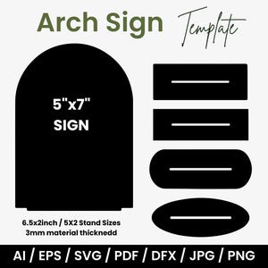 5x7 Arch Sign Template: Social Media & Business Sign (laser Cut Files ...