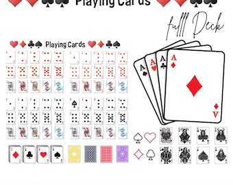 Full Deck Playing Cards SVG, Poker Clipart (Digital Download)