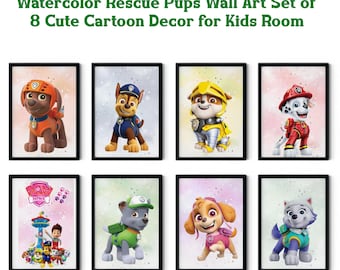 Rescue Puppy Watercolor Nursery Art Prints: Cartoon Dog Decor (Digital Download)