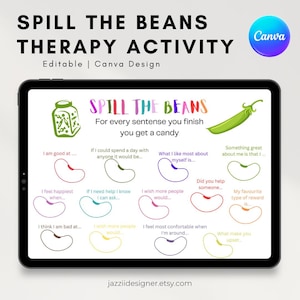 Spill The Beans Therapy Activity Kids Communication, Conversation Starters For Kids Emotion Activities For Kids, Share Emotions for Kids DIY
