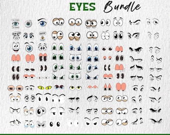 Paquete SVG de ojos de dibujos animados: Archivos de corte de cómics y ojos saltones (descarga digital)
